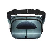 WBQLSL Black Umbrella in The rain Patterned Stylish Waist Bag, Lightweight Travel Sports Bag, Waterproof and wear-Resistant