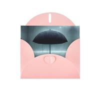 WBQLSL Black umbrella in the rain Pink Holiday Cards - Perfect for birthdays, weddings, and Christmas cards