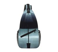 WBQLSL Black umbrella in the rain Printed Outdoor Crossbody Bag - Lightweight Travel Chest Pack, Perfect for Daily Commutes and Cycling