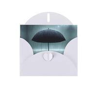 WBQLSL Black umbrella in the rain White Holiday Cards - Perfect for birthdays, weddings, and Christmas cards