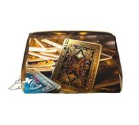WBQLSL blackjack Leather makeup bag, portable large-capacity makeup storage bag, carry-on travel with pocket makeup bag
