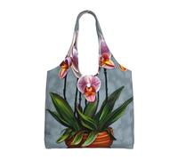 WBQLSL Blooming Orchids Printed Shoulder Bag - Suitable for sturdy canvas bags, shopping bags, Black, One Size