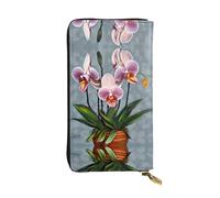 WBQLSL Blooming Orchids Zipper leather wallet, 7.5 * 4.1 inch long clutch bag, multiple compartments and large capacity, a good gift for friends