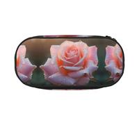 WBQLSL Blooming Roses Printed stationery storage bag - multi-grid layered pencil case portable student pencil bag