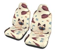 WBQLSL Blue-eyed cat Printed Car Seat Covers 2-Piece Pack - Front Seat Backrest Cushions Suitable for Sedans, SUVs, Trucks, Vans