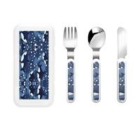 WBQLSL Blue Killer Whale Children's Tableware 3-Piece Set Kindergarten Children's Tableware Picnic Portable Tableware Set