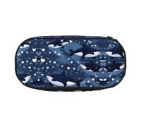 WBQLSL Blue Killer Whale Large capacity pencil bag, multi-layer partition stationery storage bag - unisex learning office supplies