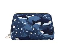 WBQLSL Blue Killer Whale Leather Makeup Bag Cosmetic Storage Bag Suitable for Carrying Cosmetics with You