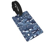 WBQLSL Blue Killer Whale Luggage Tags - Stylish and Durable Tags for Personalized Backpack and Luggage Tags