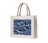 WBQLSL Blue Killer Whale Printed Canvas Tote | Lightweight Storage Bag Perfect for the Beach, Picnics, and Everyday Shopping