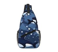 WBQLSL Blue Killer Whale Printed Outdoor Crossbody Bag - Lightweight Travel Chest Pack, Perfect for Daily Commutes and Cycling