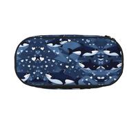 WBQLSL Blue Killer Whale Printed Pencil case - Multi-Layer partition Pencil case, Suitable for Storing Campus Office Stationery
