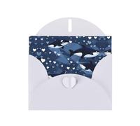 WBQLSL Blue Killer Whale White Pattern Cards - Perfect for Valentine's Day and anniversaries, expressing love and blessings
