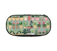 WBQLSL Bonsai plant Printed stationery storage bag - multi-grid layered pencil case portable student pencil bag