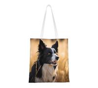 WBQLSL Border Collie Shopping Bag, Unisex Hand Tote Lightweight Canvas Bag, Suitable for Shopping, Event Promotion, Travel, Work Reusable Tote Bag,