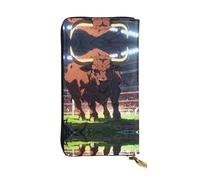 WBQLSL Brave Bull Stylish leather wallet, 7.48 x 4.13 inch long zippered coin purse, convenient travel cash wallet
