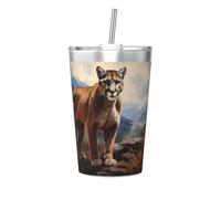 WBQLSL Brave Cougar Insulated Straw Cup Ideal for Gym use or Carrying on The go