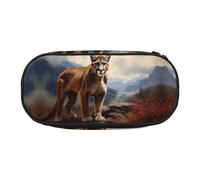 WBQLSL Brave Cougar Large capacity pencil bag, multi-layer partition stationery storage bag - unisex learning office supplies