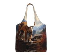 WBQLSL Brave Cougar Printed canvas bag-suitable for shopping bags, fashionable women's bags