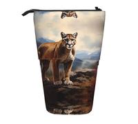 WBQLSL Brave Cougar Printed Retractable Pencil case, Perfect for Makeup, Stationery, or a Coin Purse.