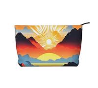 WBQLSL Bright sunrise Pattern cosmetic bag - lightweight and compact zipper closure clutch, daily cosmetic storage bag