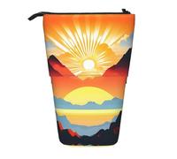 WBQLSL Bright Sunrise Printed Retractable Pencil case, Perfect for Makeup, Stationery, or a Coin Purse.