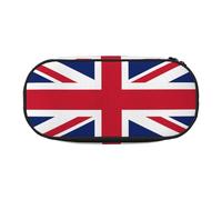 WBQLSL British flag Printed stationery storage bag - multi-grid layered pencil case portable student pencil bag