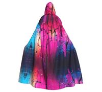 WBQLSL Broken Wall Printed Halloween cape, masquerade hooded cape, suitable for theme parties