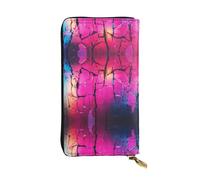 WBQLSL Broken Wall Stylish leather wallet, 7.48 x 4.13 inch long zippered coin purse, convenient travel cash wallet