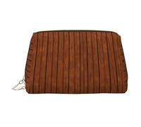 WBQLSL Brown Wood Pattern Leather Makeup Bag Cosmetic Storage Bag Suitable for Carrying Cosmetics with You