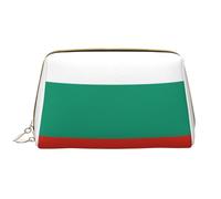 WBQLSL Bulgarian Flag Leather makeup bag, portable large-capacity makeup storage bag, carry-on travel with pocket makeup bag