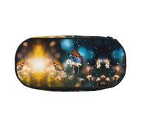 WBQLSL buttercups Printed stationery storage bag - multi-grid layered pencil case portable student pencil bag