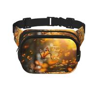 WBQLSL Butterfly in The Flower Patterned Stylish Waist Bag, Lightweight Travel Sports Bag, Waterproof and wear-Resistant