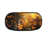 WBQLSL Butterfly in the Flower Printed stationery storage bag - multi-grid layered pencil case portable student pencil bag