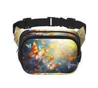 WBQLSL Butterfly Valley Patterned Stylish Waist Bag, Lightweight Travel Sports Bag, Waterproof and wear-Resistant