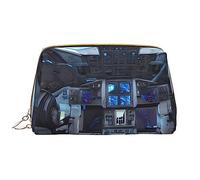 WBQLSL Cabin of the Future Leather makeup bag, portable large-capacity makeup storage bag, carry-on travel with pocket makeup bag