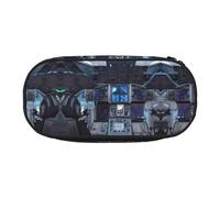 WBQLSL Cabin of the Future Printed stationery storage bag - multi-grid layered pencil case portable student pencil bag