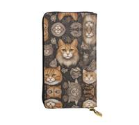 WBQLSL calico cat Stylish leather wallet, 7.48 x 4.13 inch long zippered coin purse, convenient travel cash wallet
