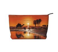 WBQLSL Camels in the evening sun Corduroy cosmetic bag - travel storage bag, can hold lipstick, powder and other cosmetics
