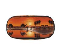 WBQLSL Camels in the evening sun Printed stationery storage bag - multi-grid layered pencil case portable student pencil bag