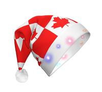 WBQLSL Canadian flag LED Light Santa Hat,Unisex Christmas New Year Adult Hat, Plush New Year Christmas Party Gift