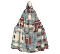 WBQLSL Car in the Cloud Printed Halloween cape, masquerade hooded cape, suitable for theme parties