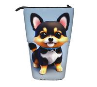WBQLSL Card Love Fancy Puppy Printed Retractable Pencil case, Perfect for Makeup, Stationery, or a Coin Purse.