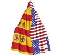 WBQLSL Carnival fashion cape, Halloween hooded cape, unisex, carnival, theme party and masquerade American Spain Flag pattern