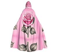 WBQLSL Carnival fashion cape, Halloween hooded cape, unisex, carnival, theme party and masquerade Beautiful pink roses pattern