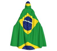 WBQLSL Carnival fashion cape, Halloween hooded cape, unisex, carnival, theme party and masquerade Brazilian flag pattern