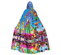 WBQLSL Carnival fashion cape, Halloween hooded cape, unisex, carnival, theme party and masquerade corlorful park pattern
