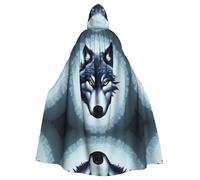 WBQLSL Carnival fashion cape, Halloween hooded cape, unisex, carnival, theme party and masquerade Fierce wolf head pattern