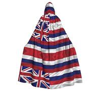 WBQLSL Carnival fashion cape, Halloween hooded cape, unisex, carnival, theme party and masquerade Flag of Hawaii American pattern