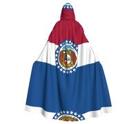 WBQLSL Carnival fashion cape, Halloween hooded cape, unisex, carnival, theme party and masquerade Missouri State Flag pattern